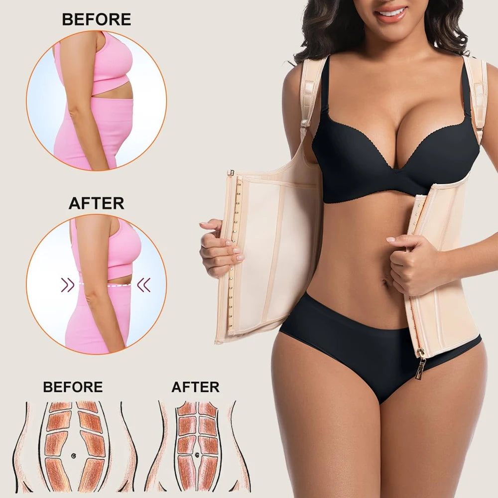OZZOMM 1PCS Waist Trainer for Women Corset Shapewear Tummy Control Faja Body Shaper Waist Cincher with Adjustable Strap