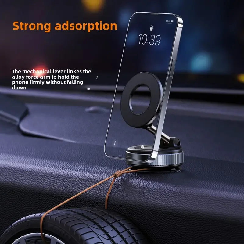 Car Phone Magnetic Stand Mechanical Vacuum Suction Cup Rotate 360° Magnetic Adsorption Bracket Navigation Universal Holder