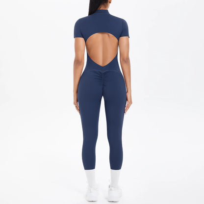 Sexy Backless Fitness & Dance Jumpsuit with Scrunch and Push-Up