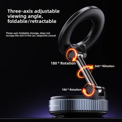 Car Phone Magnetic Stand Mechanical Vacuum Suction Cup Rotate 360° Magnetic Adsorption Bracket Navigation Universal Holder