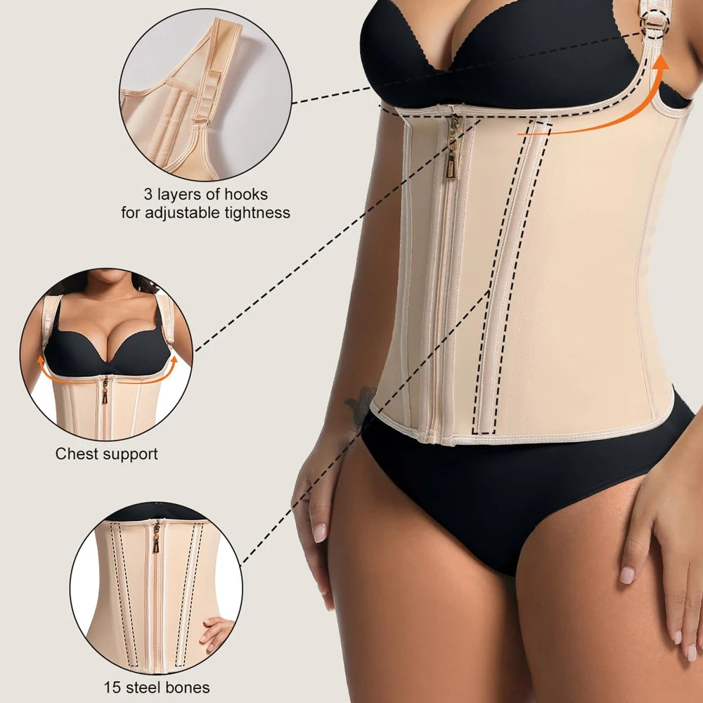 OZZOMM 1PCS Waist Trainer for Women Corset Shapewear Tummy Control Faja Body Shaper Waist Cincher with Adjustable Strap