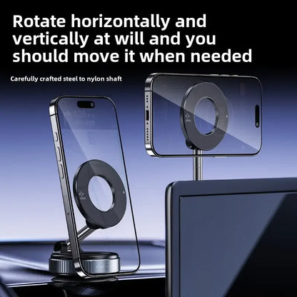 Car Phone Magnetic Stand Mechanical Vacuum Suction Cup Rotate 360° Magnetic Adsorption Bracket Navigation Universal Holder