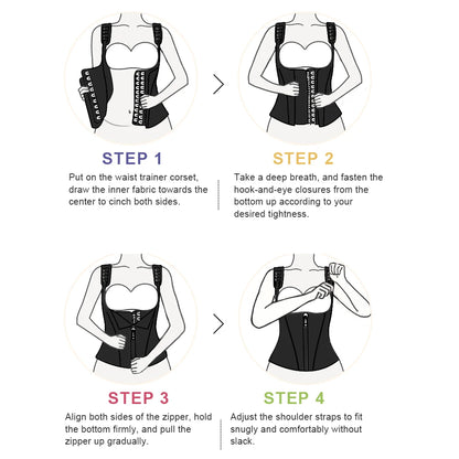OZZOMM 1PCS Waist Trainer for Women Corset Shapewear Tummy Control Faja Body Shaper Waist Cincher with Adjustable Strap