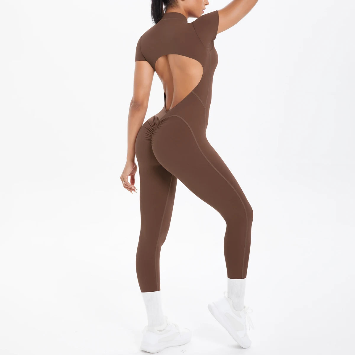 Sexy Backless Fitness & Dance Jumpsuit with Scrunch and Push-Up