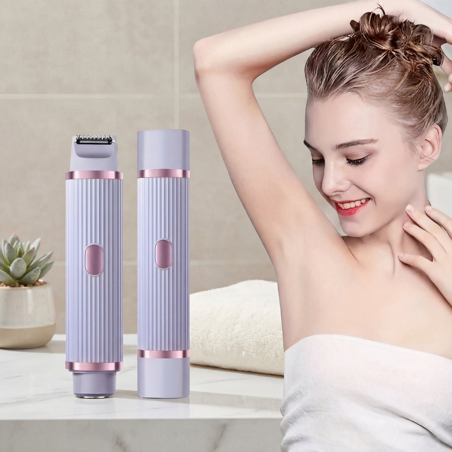 2-in-1 wireless rechargeable electric shaver, suitable for women - dual head bikini trimmer, suitable for both dry and wet use